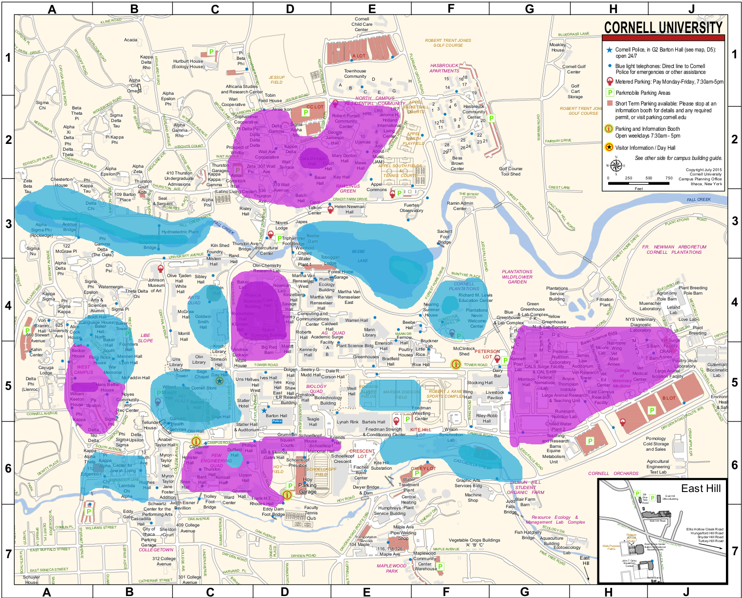 A map of average WiFi strength on Cornell's campus